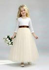 White & Ivory Flower Girl Dress Lace V‑Back & Tulle