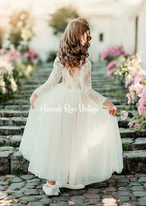 solid ivory flower girl dresses