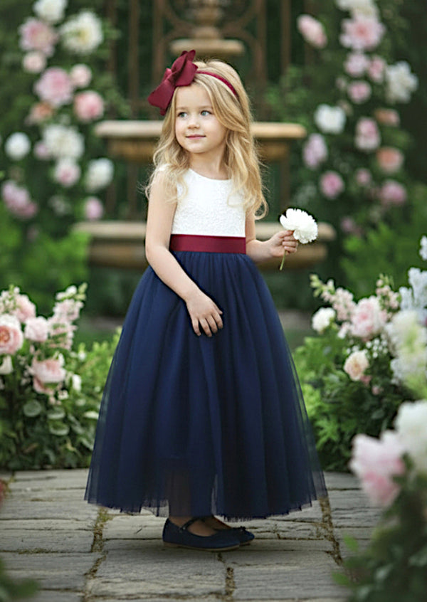 Sleeveless Navy Rustic Tulle Dress
