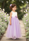 Boho Lace Flower Girl Dress Feathered V‑Back