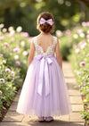 Boho Lace Flower Girl Dress Feathered V‑Back