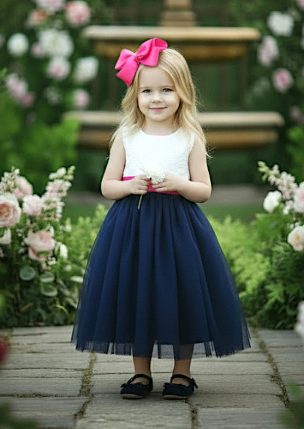 Sleeveless Navy Knee Length Dress