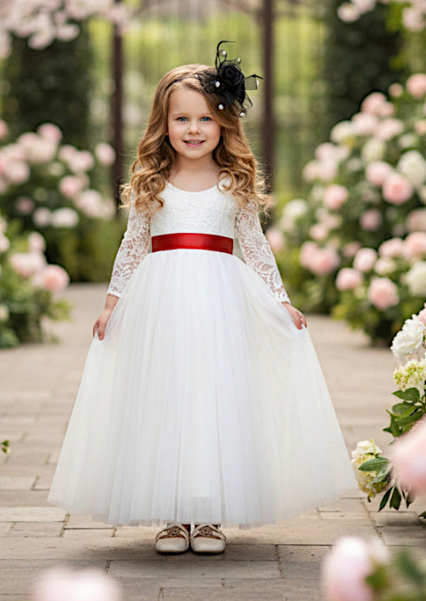 white lace flower girl dresses