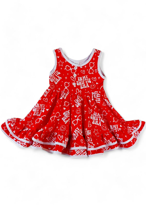 Girls My Swiftie Era Twirl Dress in Red