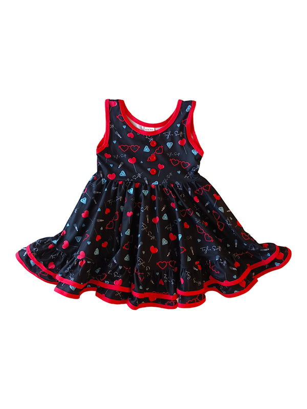 Black Swifty Print Pixie Dress