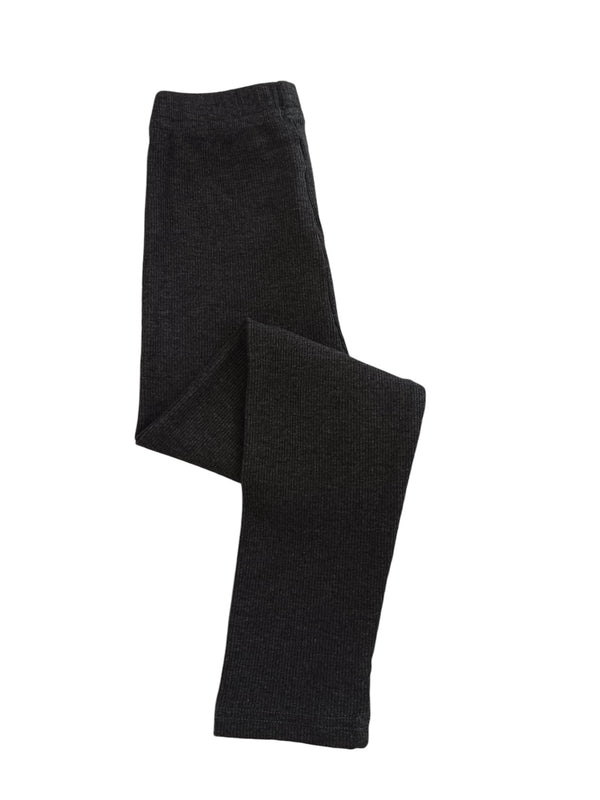 Girls Black Ribbed Leggings 