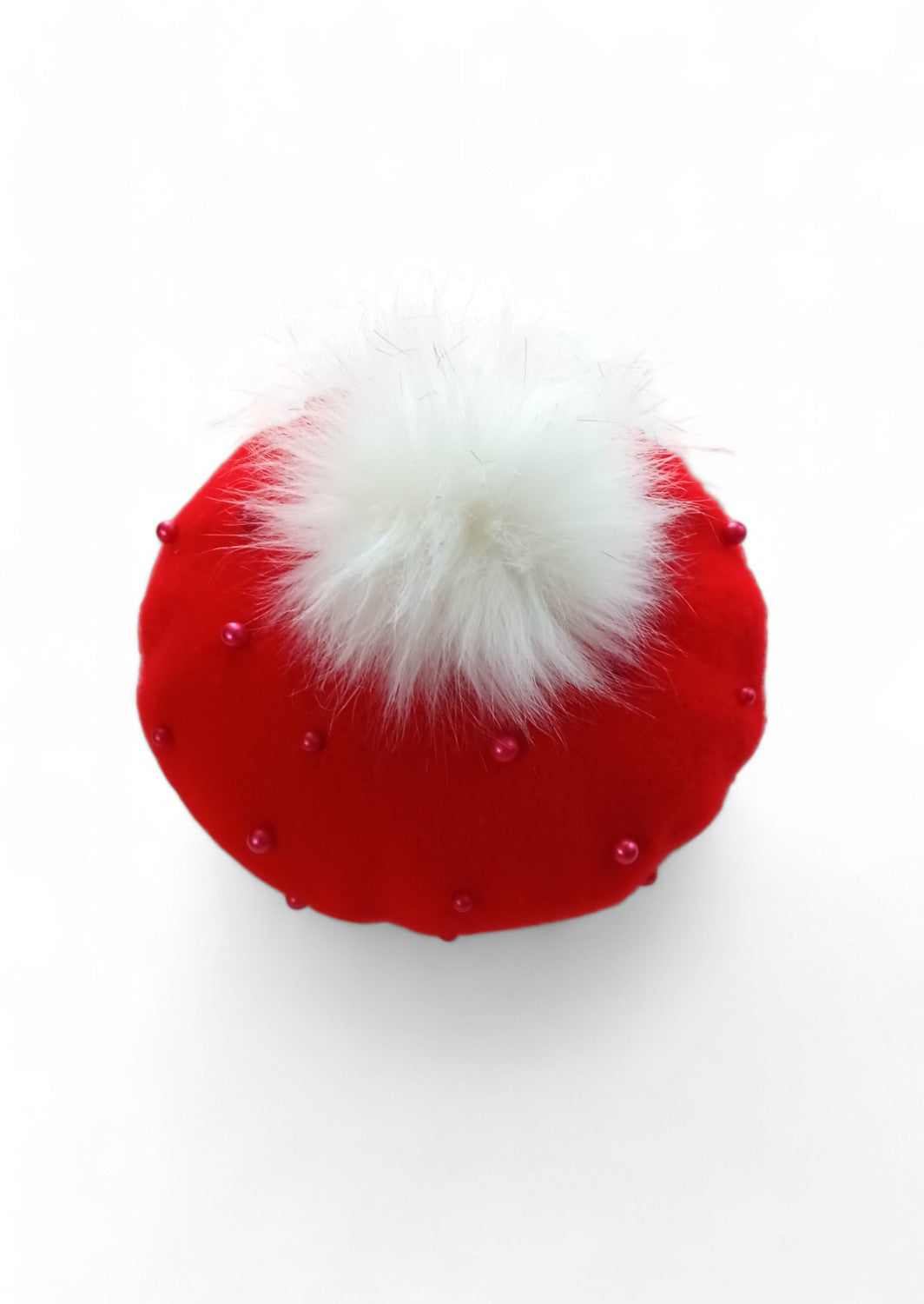 baby and toddler red Pom Pom Beaded beret