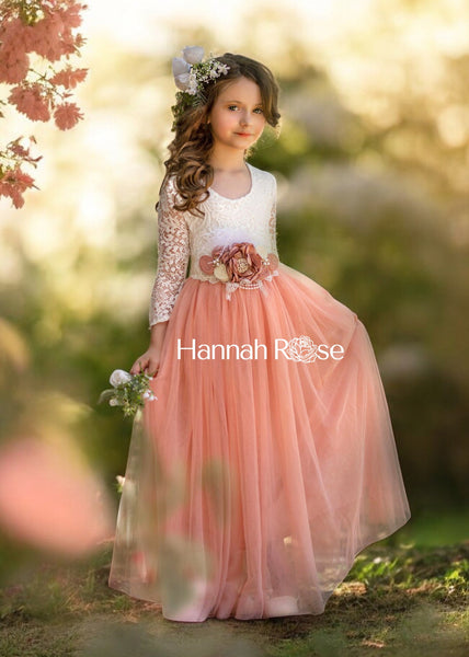 Dusty rose tulle flower girl dress online