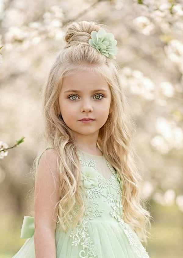 Mint Green Flower Hair Clip