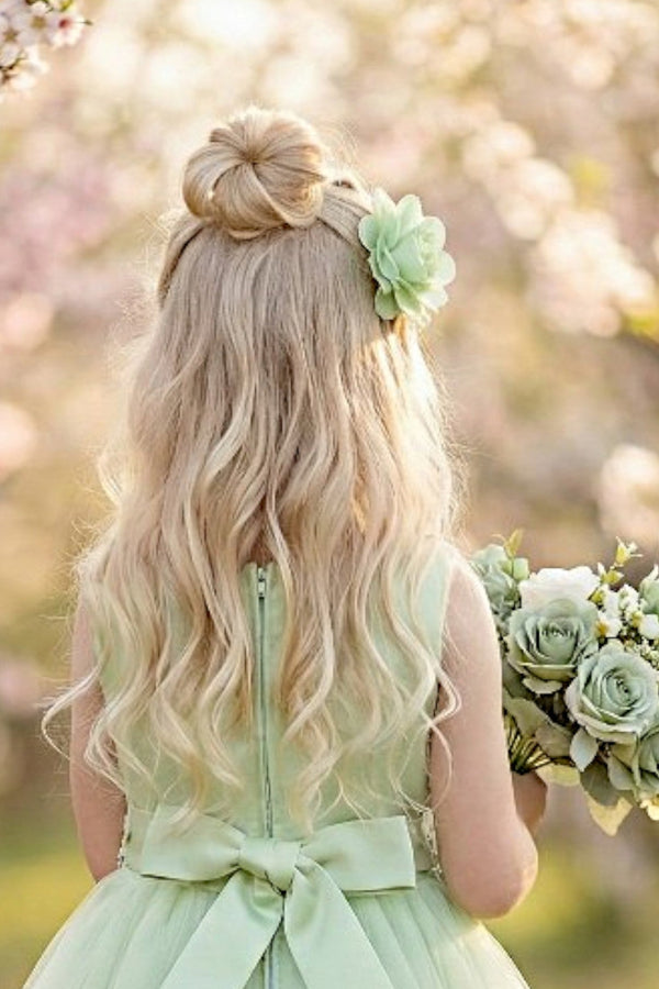Mint Green Flower Hair Clip