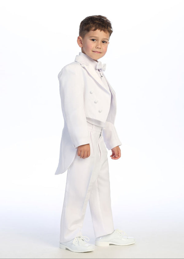  four‑piece boys’ tailcoat tuxedo white