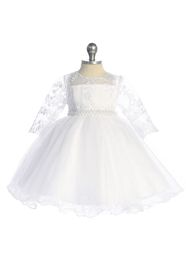 Lace Illusion Neckline Dress  Knee‑Length Tulle Elegance