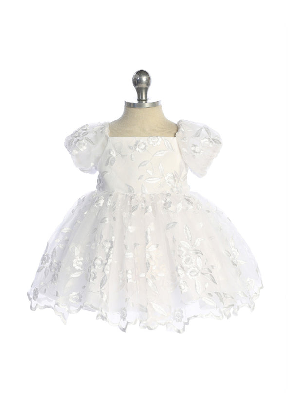 Alessandra Lace Dress  Square Neckline & Puff Sleeve white