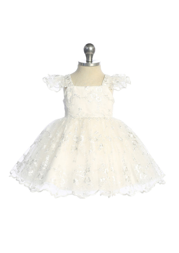 Ethereal Lace Flutter Sleeve Dress  Timeless Tea‑Length Beauty