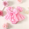 Pink Sequin Baby Romper  Luxury First Birthday Outfit