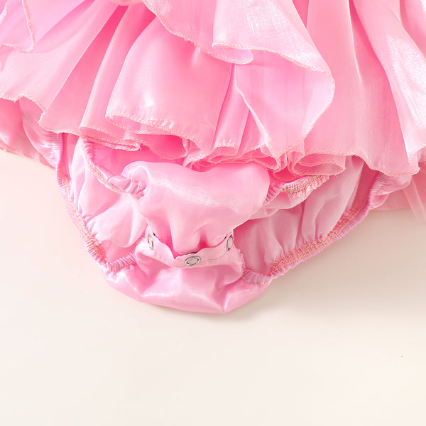 Pink Sequin Baby Romper  Luxury First Birthday Outfit