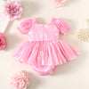 Pink Sequin Baby Romper  Luxury First Birthday Outfit