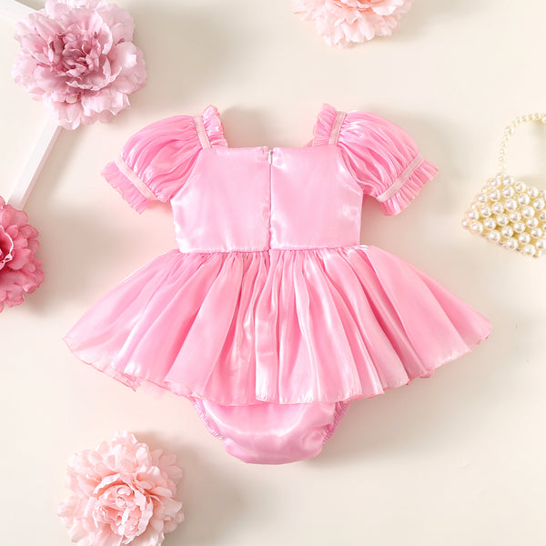 Pink Sequin Baby Romper  Luxury First Birthday Outfit