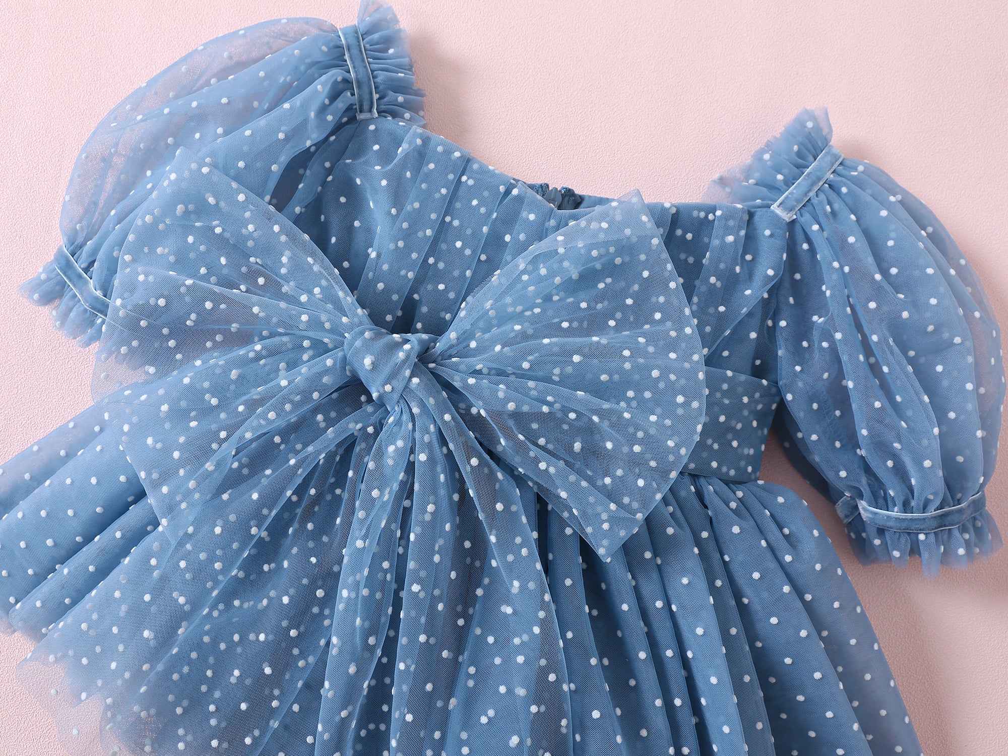 Blue Swiss Dot Baby Romper  First Birthday Outfit
