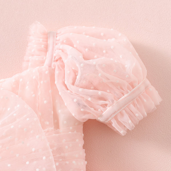 Pink Flutter Sleeve Baby Romper First Birthday Outfit