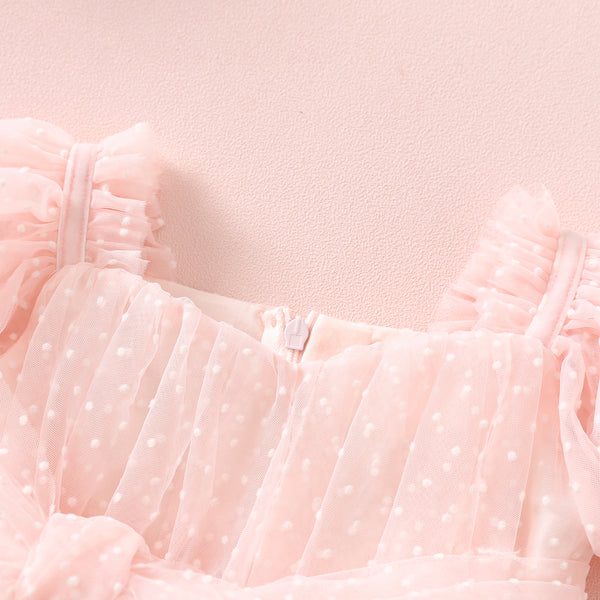 Pink Flutter Sleeve Baby Romper First Birthday Outfit