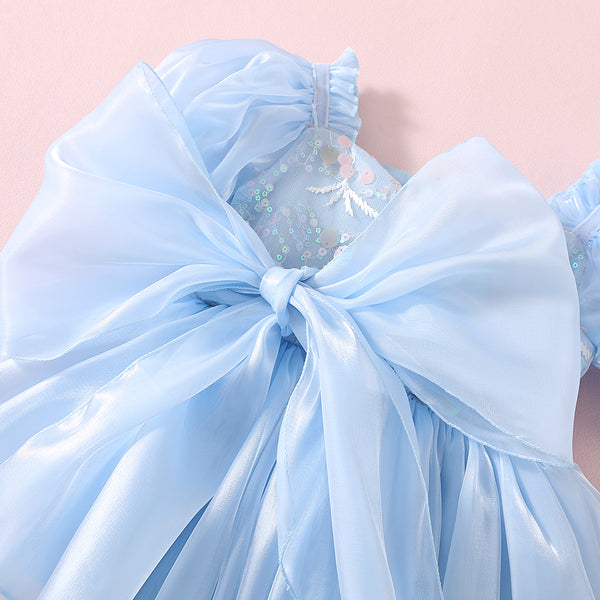 Blue Sequin Baby Romper  Luxury First Birthday Outfit