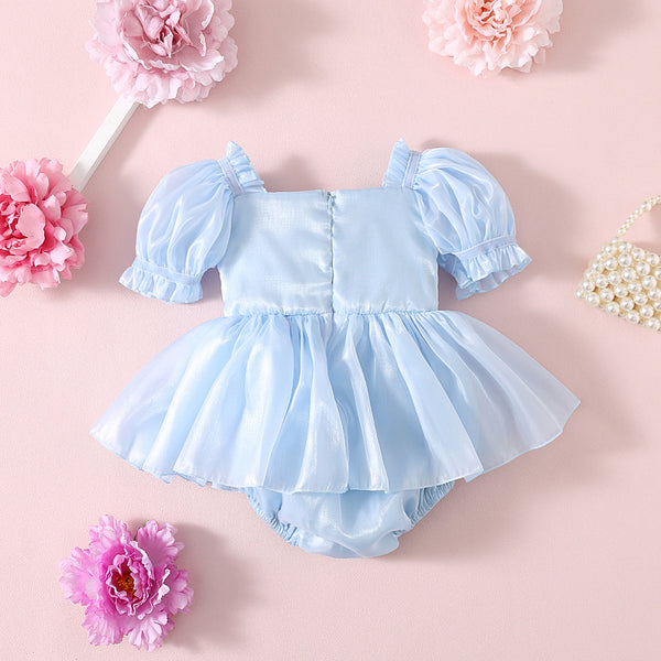 Blue Sequin Baby Romper  Luxury First Birthday Outfit