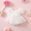 White Puff Sleeve Baby Romper First Birthday Outfit