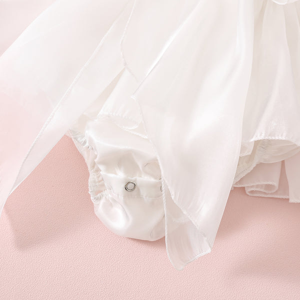 White Sequin Baby Romper  Luxury First Birthday Outfit
