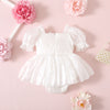 White Sequin Baby Romper  Luxury First Birthday Outfit
