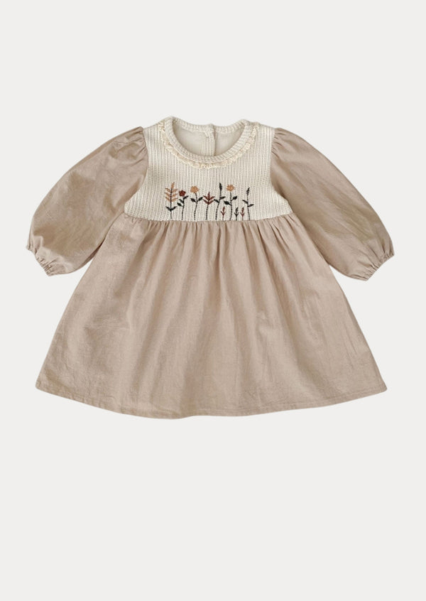 Ailany Textured Cotton Dress in Khaki