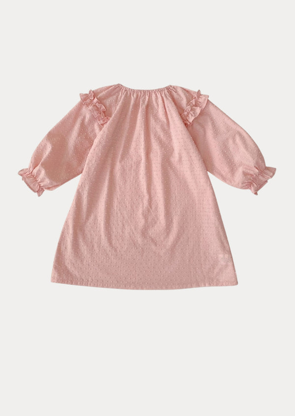 Alice Textured Dot Long Sleeve Dress in Pink