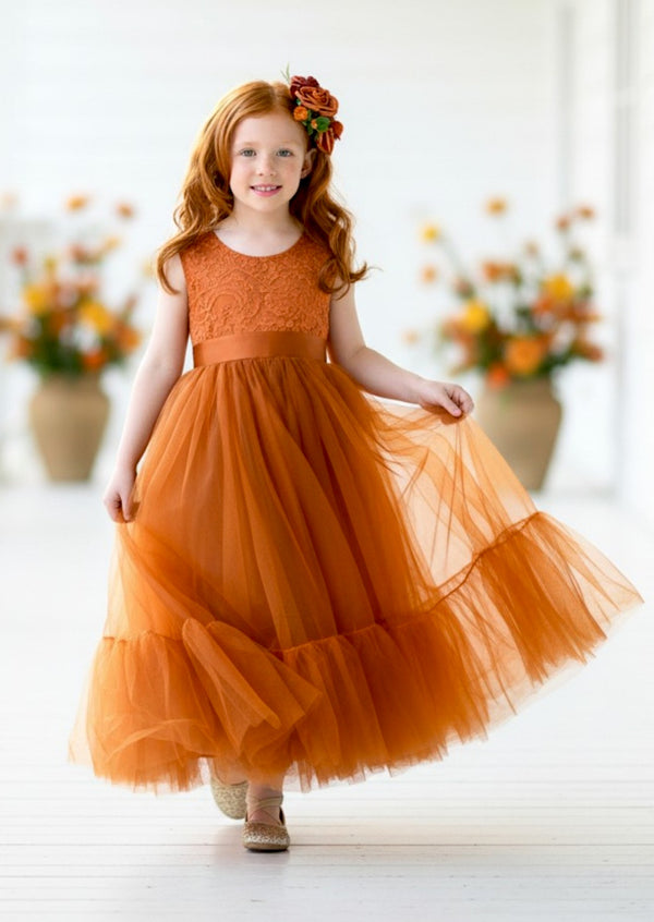 Burnt orange flower girl dresses
