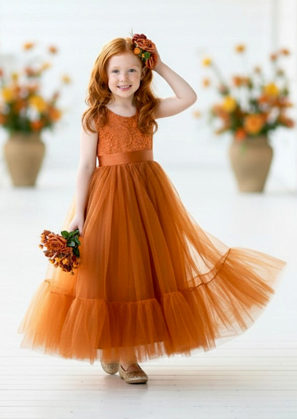 autumn jewel tone flower girl dresses burnt orange