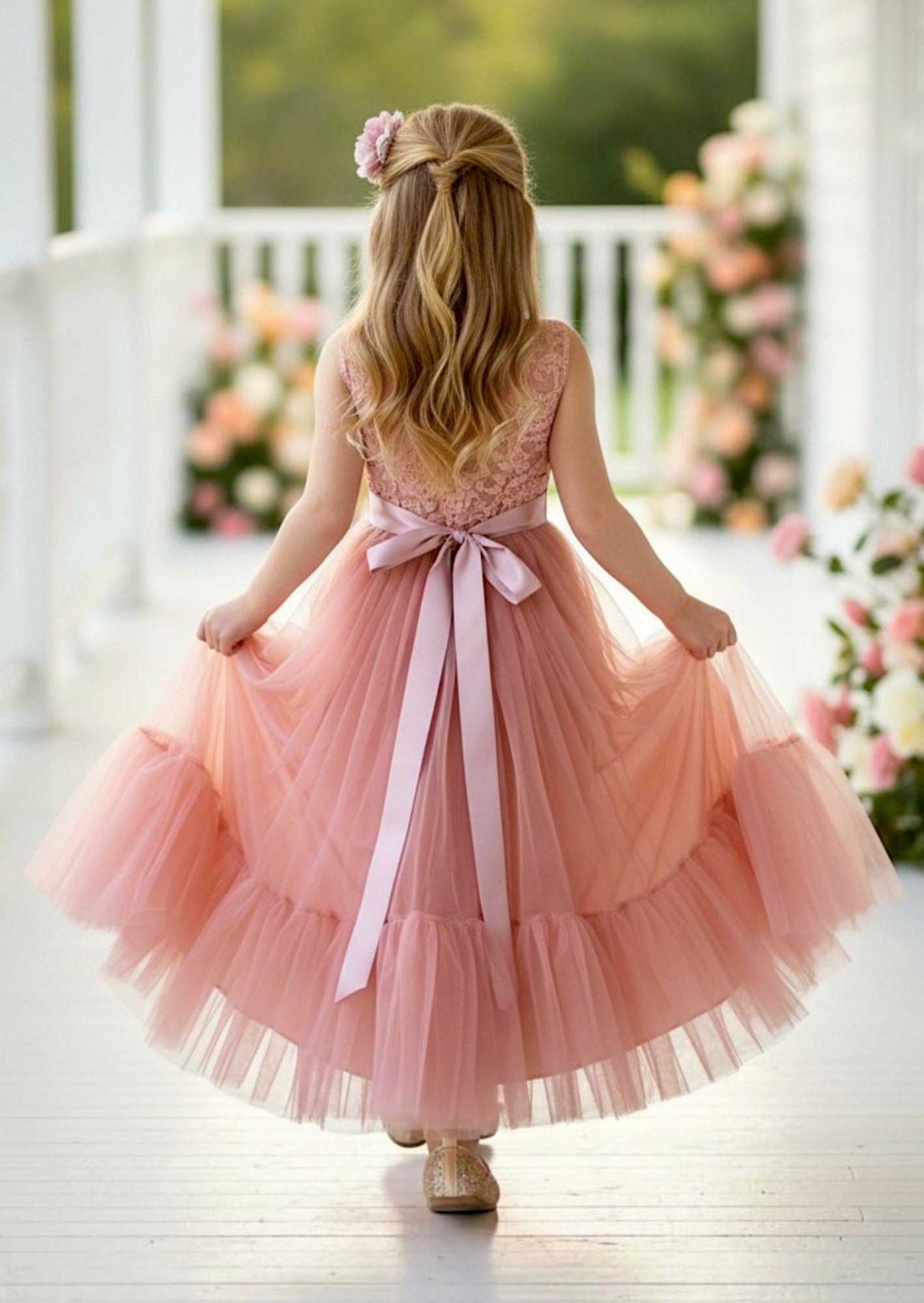girls flower girl dresses with flounce