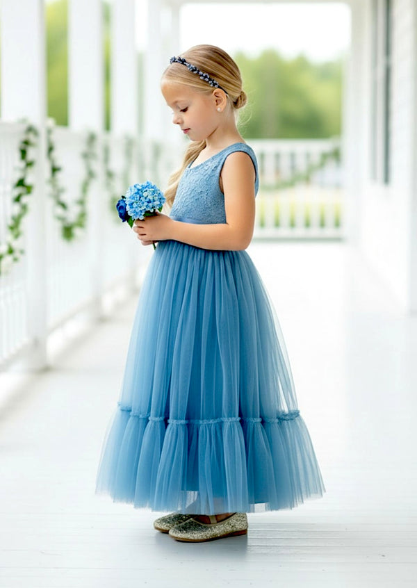 Dusty blue toddler flower girl dresses