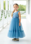 Dusty blue flower girl dresses