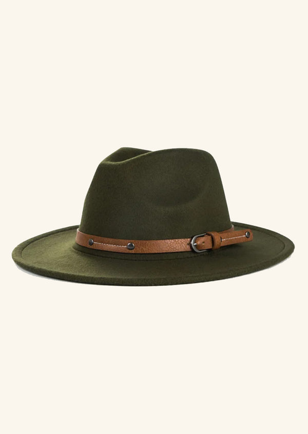 Women and Girls Army Green Olive Fedora Hat 