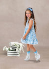 Toddler Girl Blue Rose Print Twirl Dress