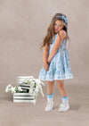 Toddler Girl Blue Rose Print Twirl Dress