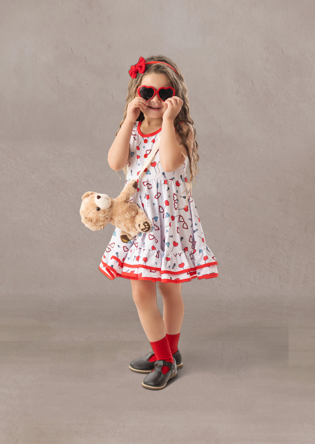 girls fun print twirl dresses
