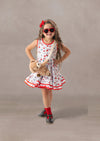 Toddler Girl Red and White Print Twirl Dress