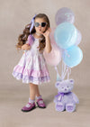 Toddler Girl Pink and Lavender Birthday Party Dress