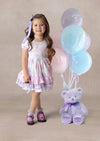 Toddler Girl Pink and Lavender Birthday Party Dress