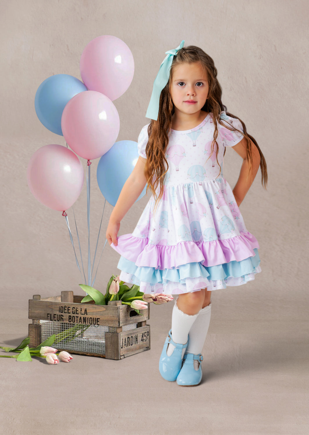 Toddler Girl Pink and Mint Birthday Party Dress