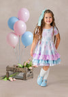 Toddler Girl Pink and Mint Birthday Party Dress