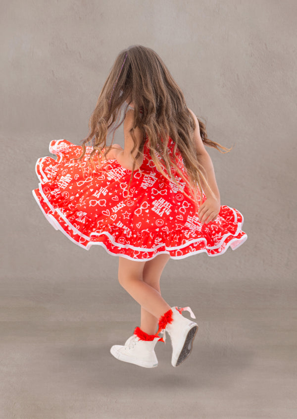 girls character print twirl dresses