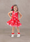 girls red print twirl dress