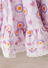 Toddler Girl Flowers and Hearts Twirl Dress in Pink and Lavender