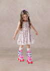Retro Skates Print Twirl Dress || Lavender